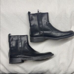 Men's Black Kenneth Cole Reaction Top Class Leather Ankle Boots - 8.5